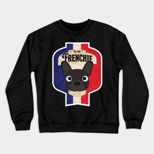 Frenchie - Distressed French Bulldog Beer Label Design Crewneck Sweatshirt